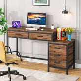 5-Drawer Computer Desk, Study Writing Table with Reversible Drawer Cabinet Tribesigns 3