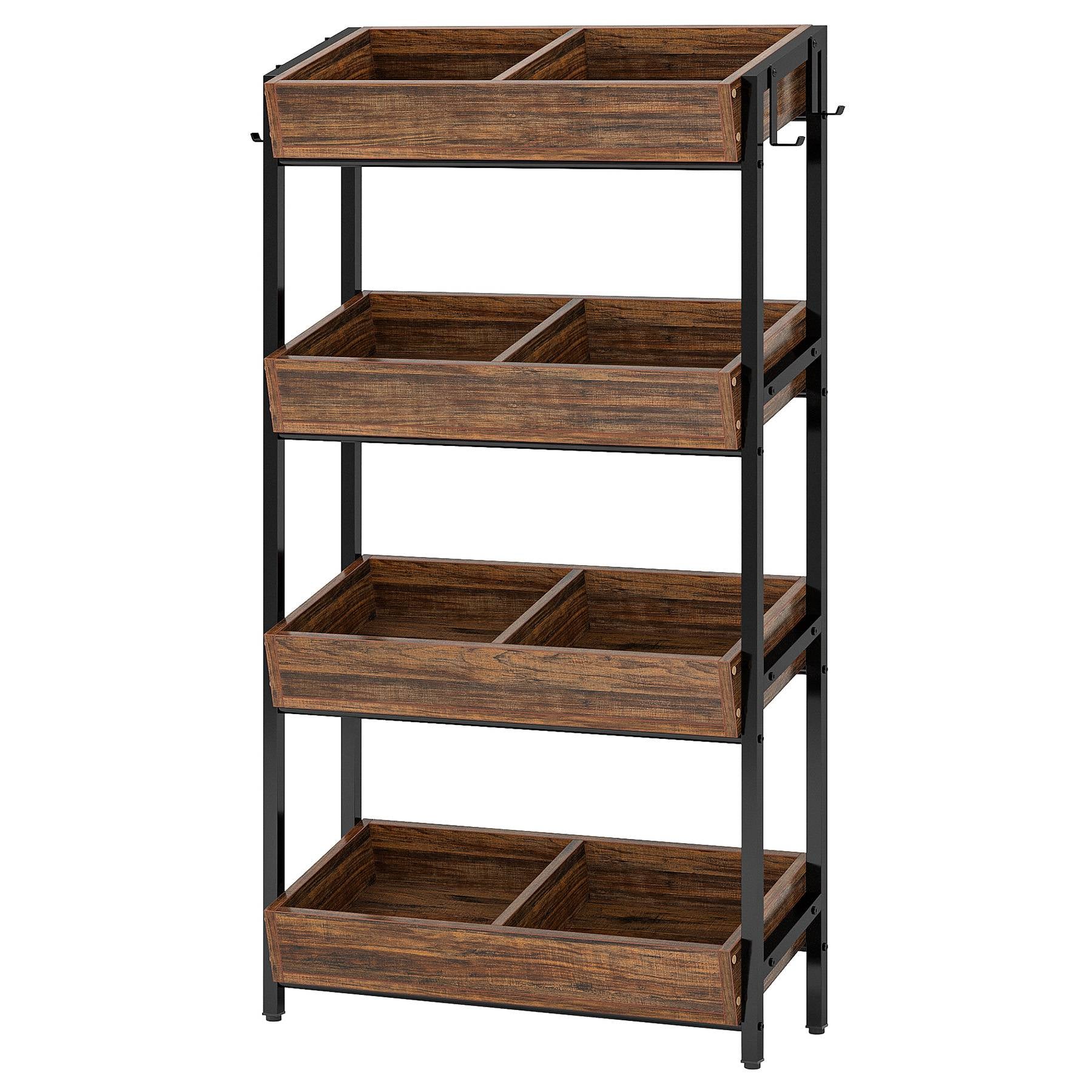 Wood Fruit Vegetable Storage Rack Stand, 4-Tier Storage Organizer Tribesigns