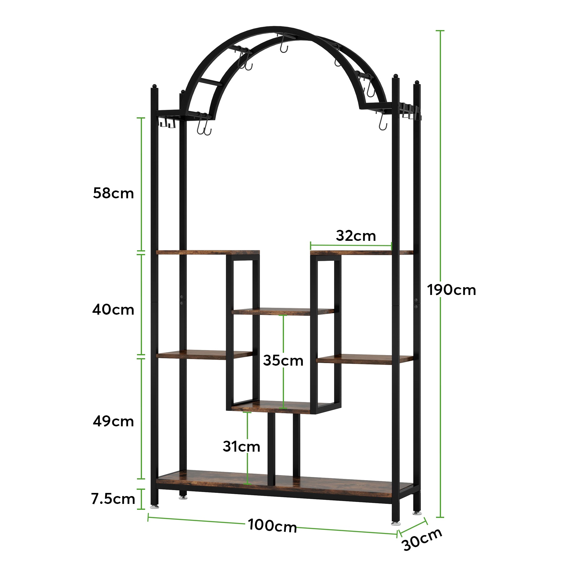Arched Plant Stand, 74.8" Flower Stands with Hanging Hooks