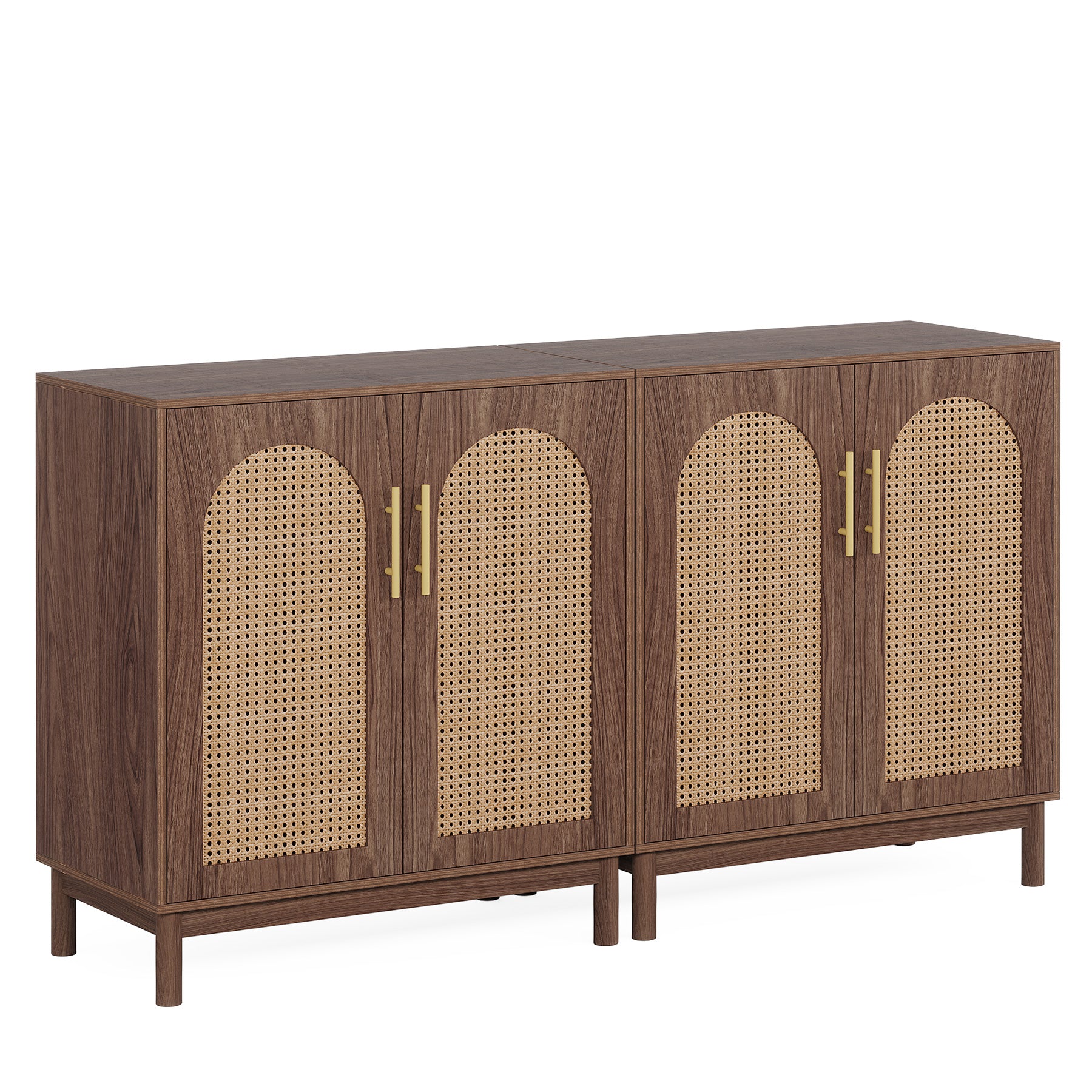 150cm Sideboard Buffet, Set of 2 Rattan Accent Cabinet with Storage