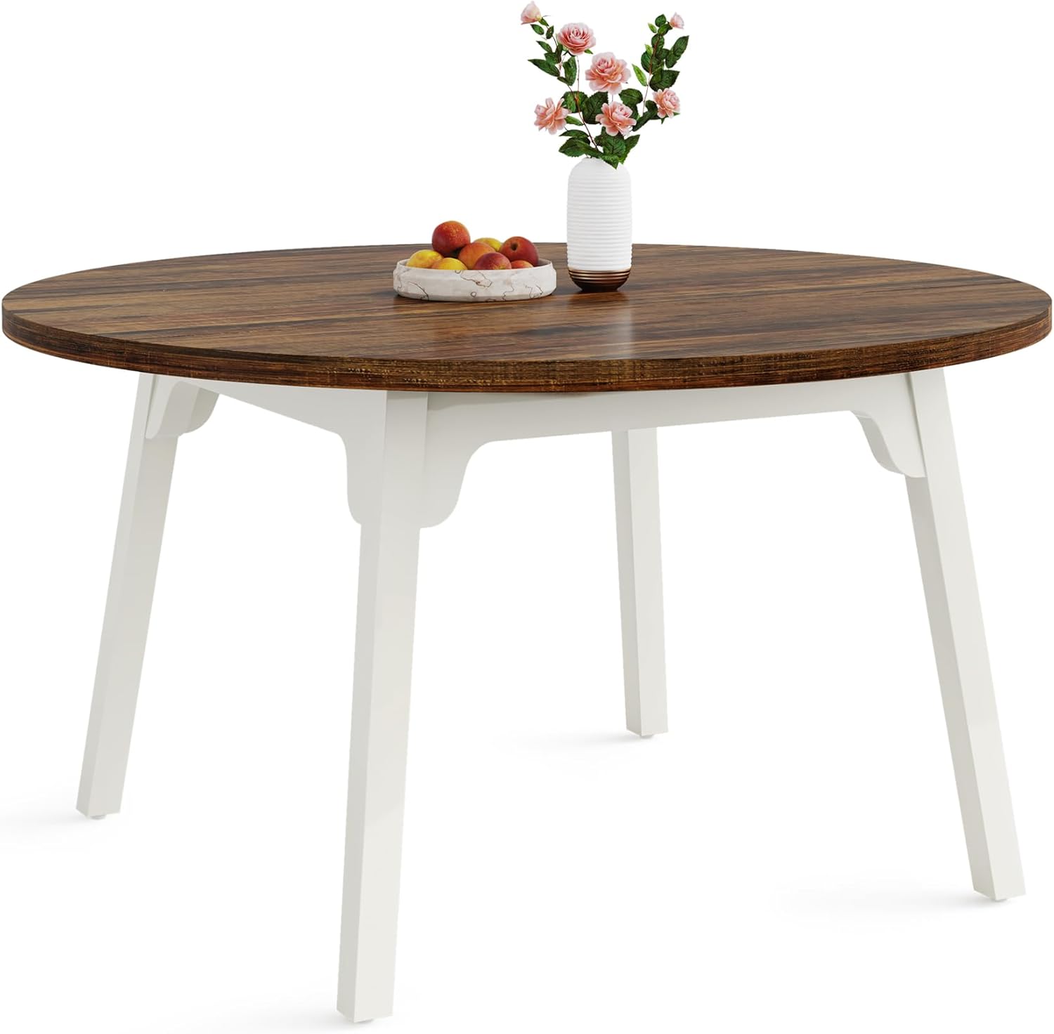 Tribesigns 120 cm Dining Table, Round Kitchen  Dinner Table for 4-6 People