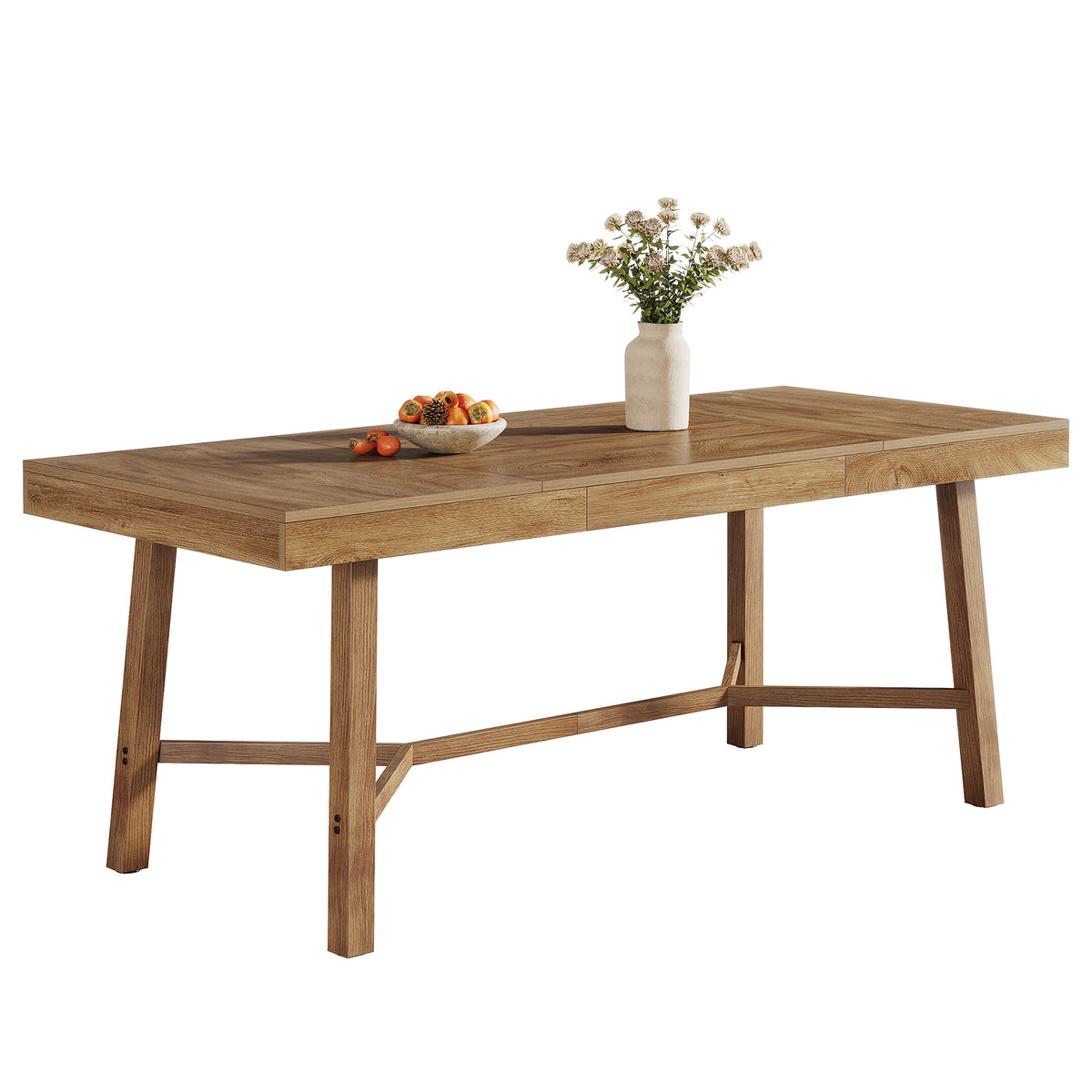 180 cm Large Office Desk, Farmhouse Workstation with Metal Legs