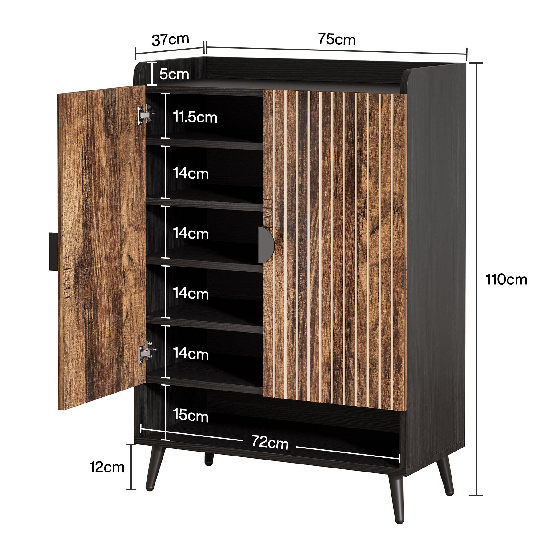 7-Tier Shoe Cabinet, Shoe Storage Organizer with Adjustable Shelves