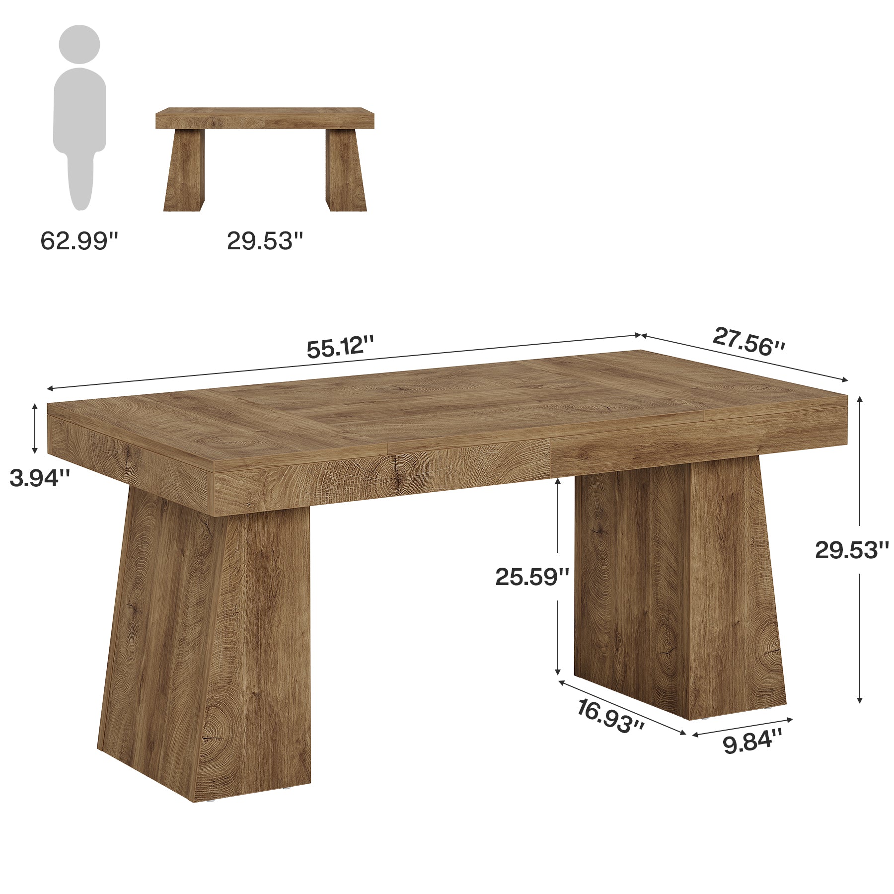 140cm Modern Executive Desk with Double Trapezoid Base, Heavy-Duty Computer Desk for Home Office