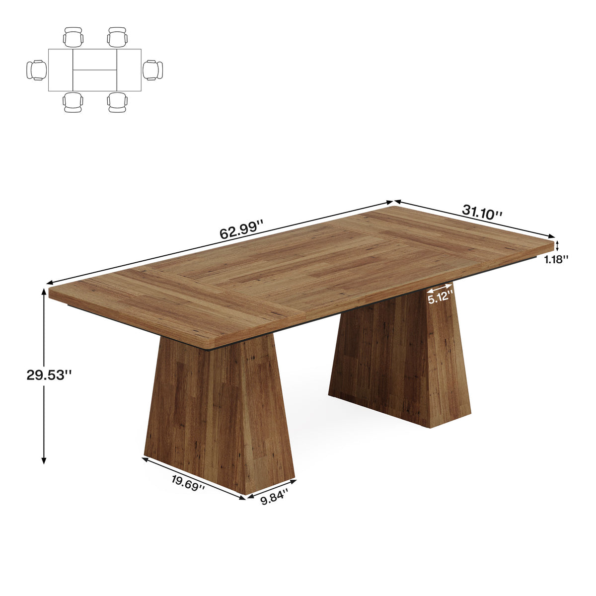 160cm Rectangular Dining Table, Modern Kitchen Table for 4-6 with Sturdy Tapered Wood Legs