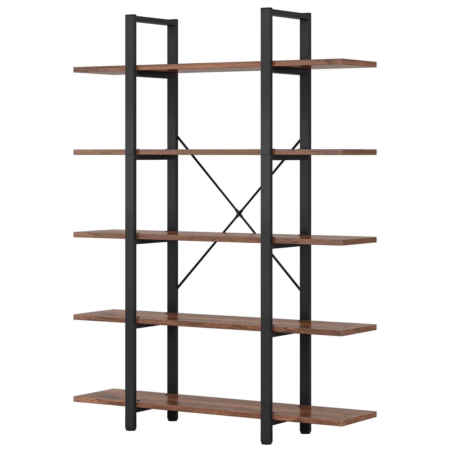 Tribesigns 5-Tier Industrial Tall Bookshelf – Large Freestanding Bookcase with Steel Frame