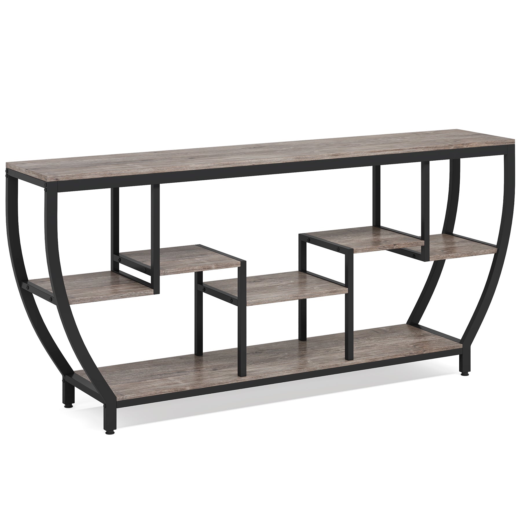 Industrial Console Table, 70.9" Entryway Sofa Table with Shelves Tribesigns