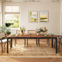 Rectangular Dining Table, 78 inch Long Kitchen Table for 6-8 People Tribesigns#Colour_Rustic Brown