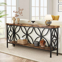 Stylish table for consoles with 2-tier open shelves#Colour_rustic brown