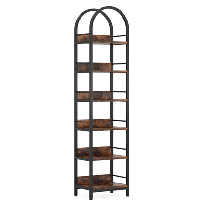 Tribesigns 6 - Tier Bookshelf, 78.7" Narrow Bookcase Arched Display Shelf Tribesigns