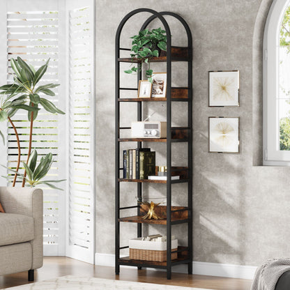 Tribesigns 6 - Tier Bookshelf, 78.7" Narrow Bookcase Arched Display Shelf Tribesigns