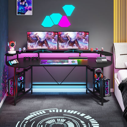 Tribesigns 75" Gaming Desk Computer Desk with LED Strip & Monitor Shelf Tribesigns