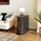 Wood End Table, Narrow Side Table Nightstand with 2 Drawers Tribesigns 3